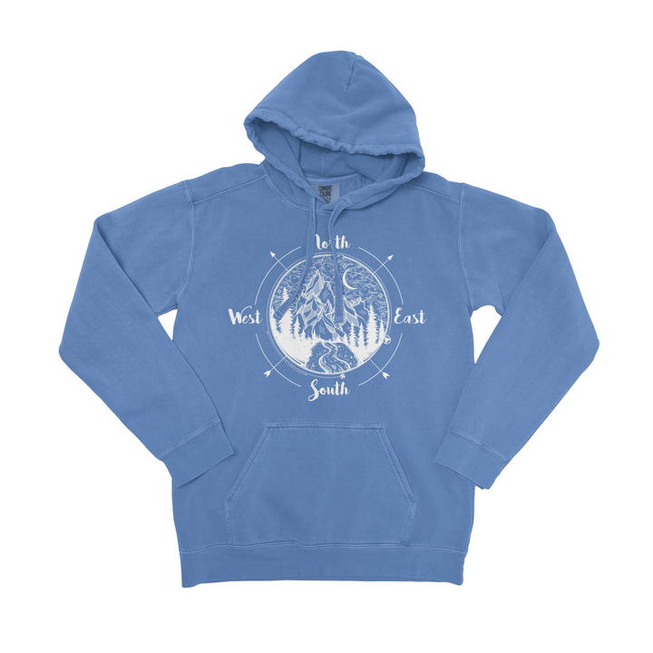 Compass National Park Comfort Colors Hoodie - S / Flo Blue - hoodie