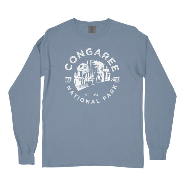 Congaree National Park Comfort Colors Long Sleeve T Shirt - S / BlueJean - tshirt