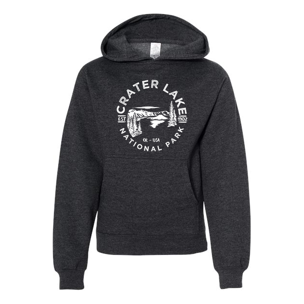 Crater Lake National Park Youth Hoodie Sweatshirt - S / Charcoal Heather - hoodie