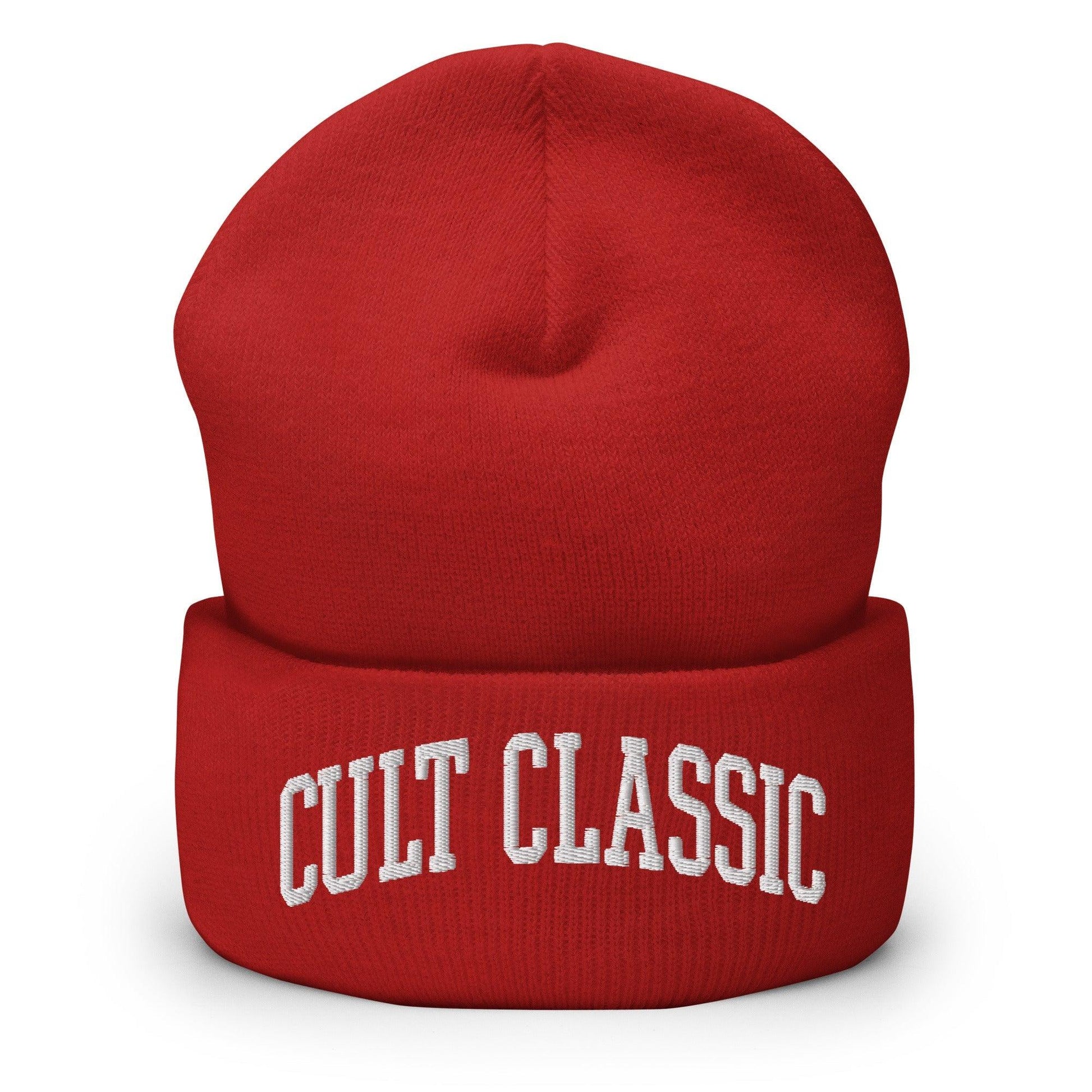 Cult Classic Embroidered Knit Cuffed Beanie - Red