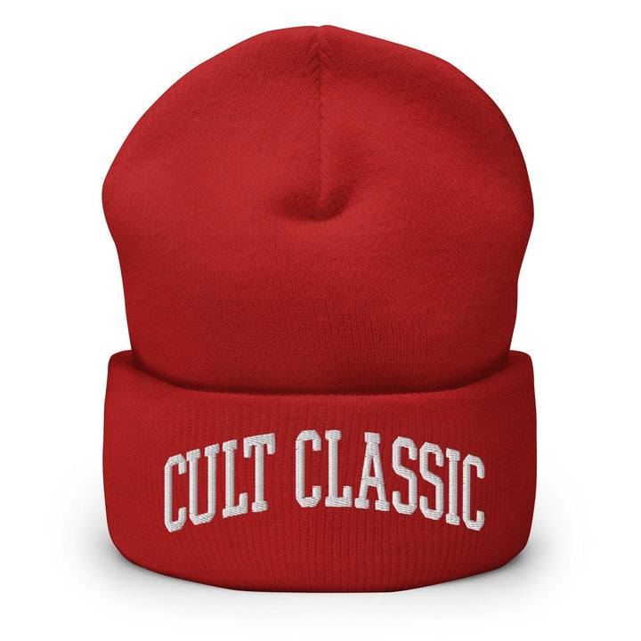 Cult Classic Embroidered Knit Cuffed Beanie - Red