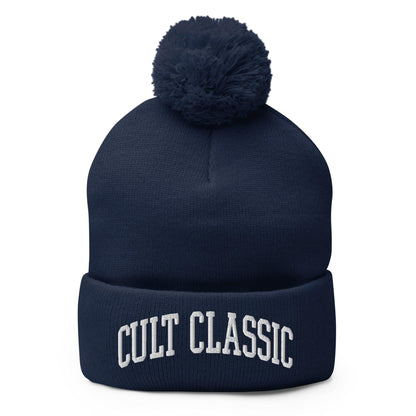 Cult Classic Embroidered Knit Pom Beanie - Navy