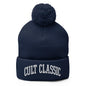 Cult Classic Embroidered Knit Pom Beanie - Navy