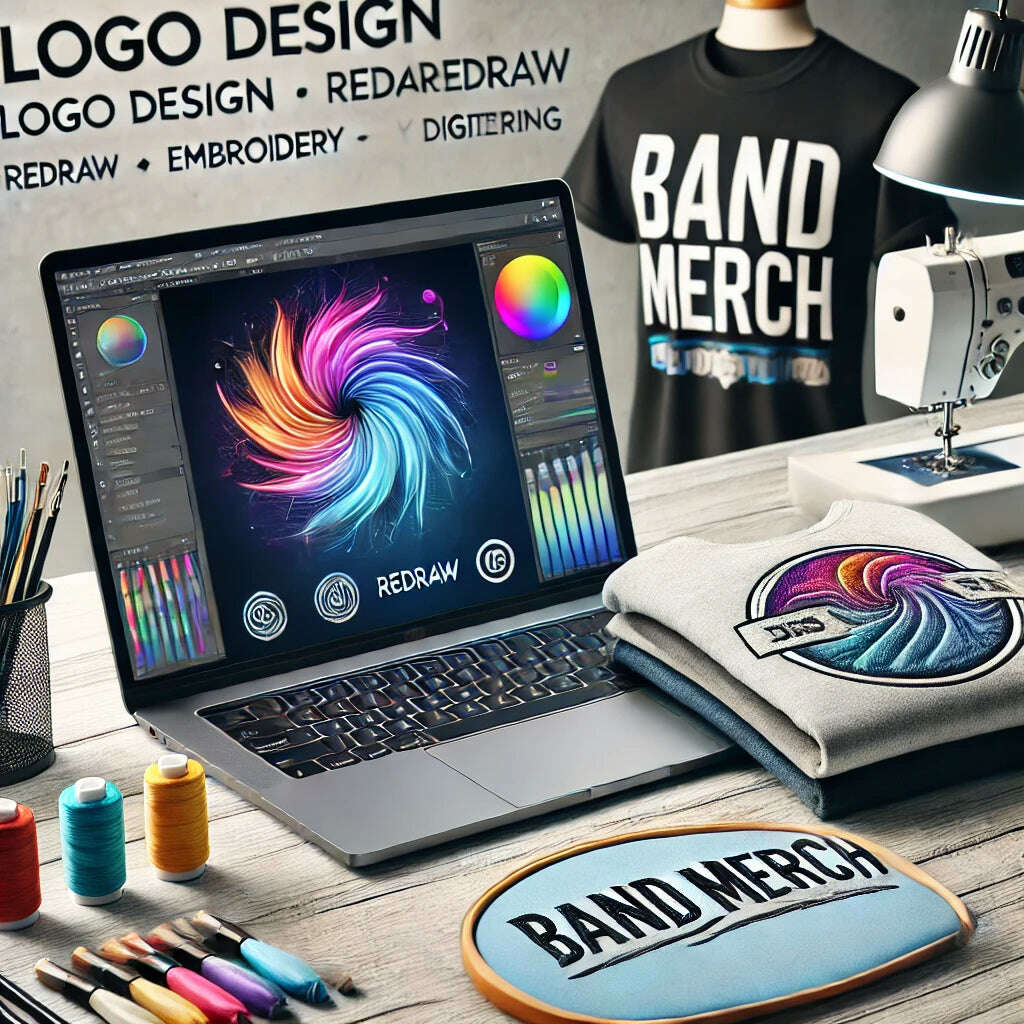 Custom Logo Design Redraw Band Merch and Embroidery Digitizing - Artwork