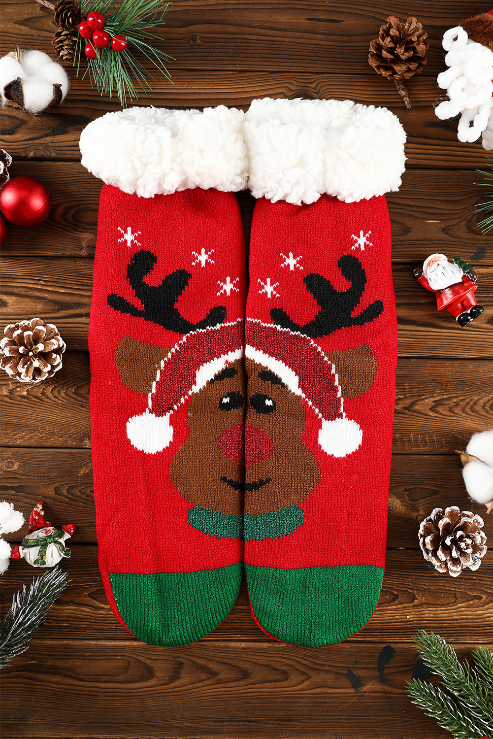 Black Christmas Tree Pattern Thermal Socks