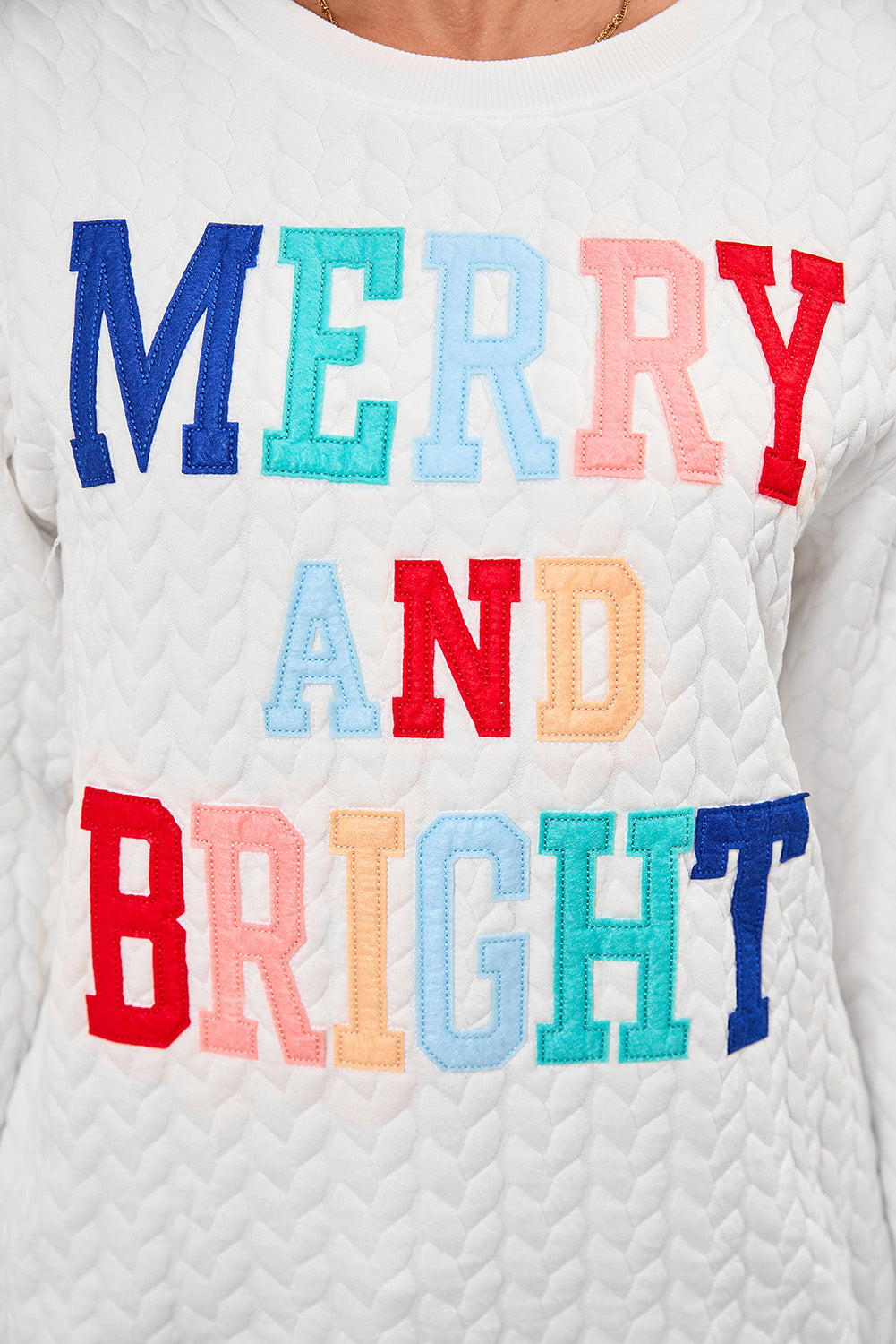 Blackish Green Merry And Bright Quilted Sweatshirt