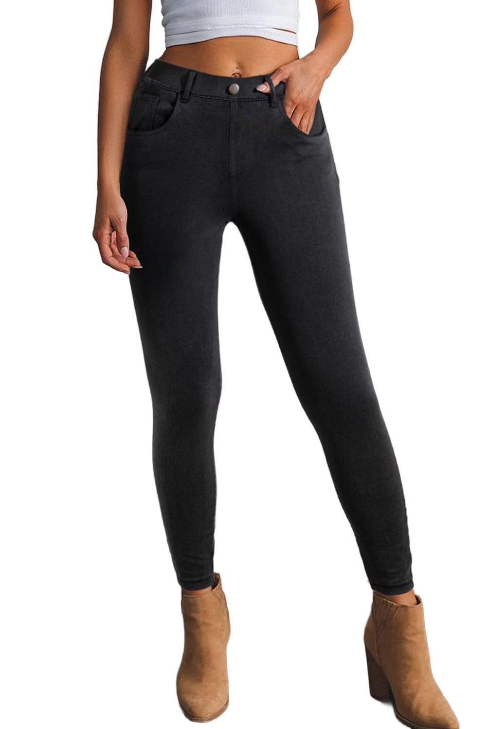 Black Skinny Fit Ankle High Waist Jeans