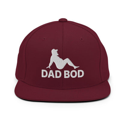 Dad Bod Mud Flap Silhouette Embroidered Flat Bill Brim Snapback Hat - Maroon