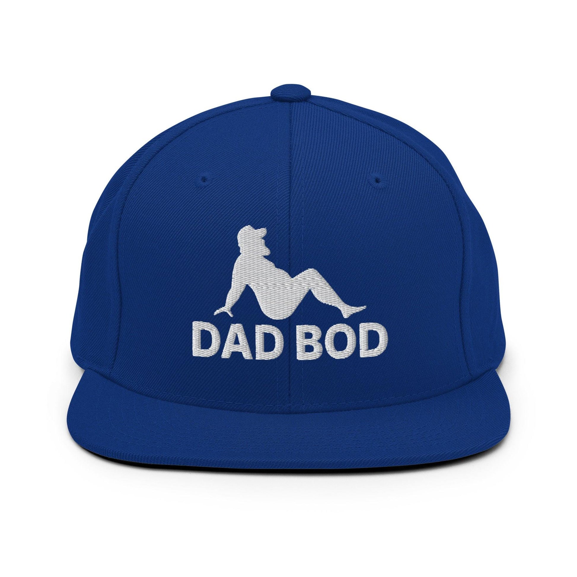 Dad Bod Mud Flap Silhouette Embroidered Flat Bill Brim Snapback Hat - Royal Blue