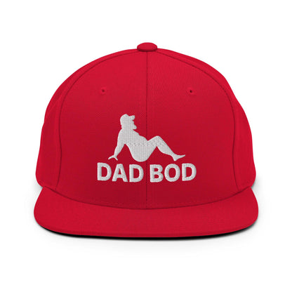 Dad Bod Mud Flap Silhouette Embroidered Flat Bill Brim Snapback Hat - Red