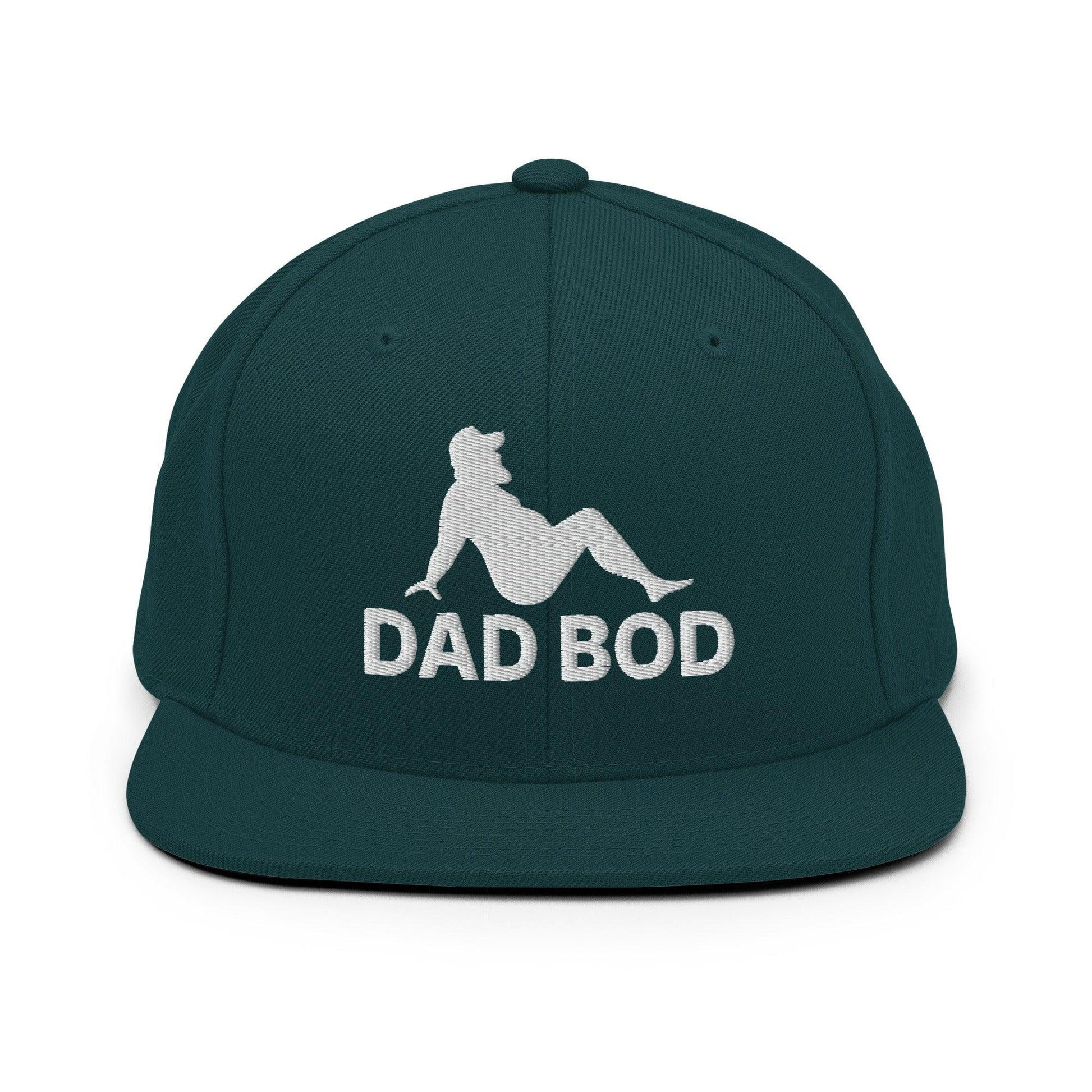 Dad Bod Mud Flap Silhouette Embroidered Flat Bill Brim Snapback Hat - Spruce