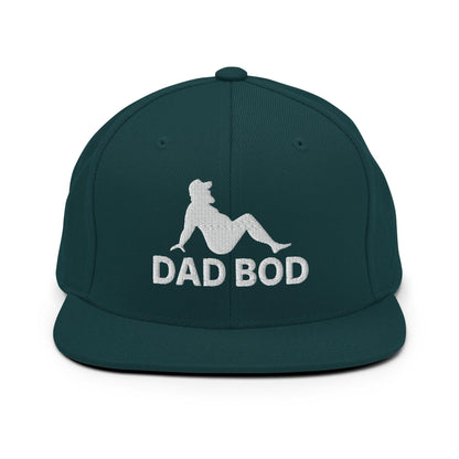 Dad Bod Mud Flap Silhouette Embroidered Flat Bill Brim Snapback Hat - Spruce