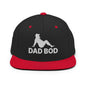 Dad Bod Mud Flap Silhouette Embroidered Flat Bill Brim Snapback Hat - Black/ Red
