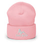 Dad Bod Mud Flap Silhouette Embroidered Knit Cuffed Beanie - Baby Pink
