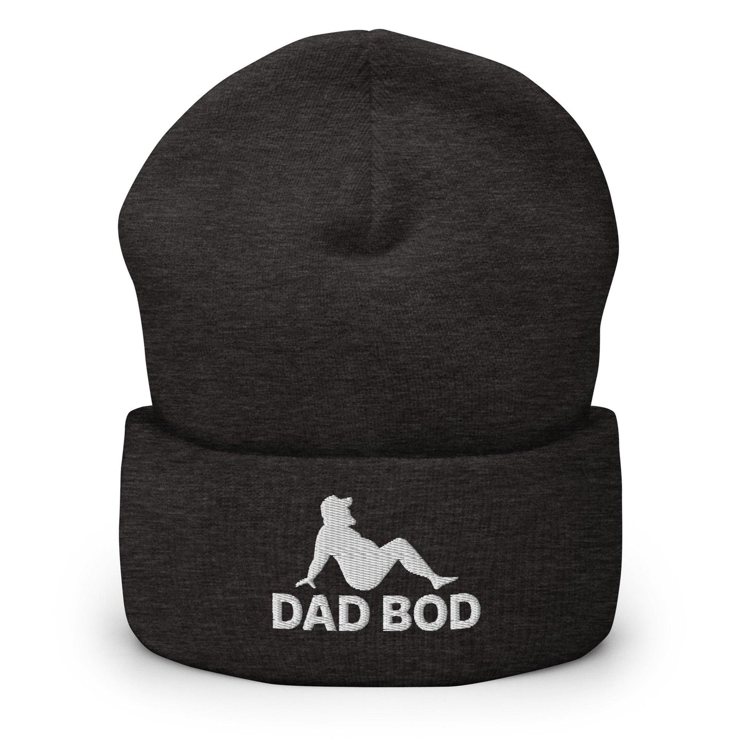 Dad Bod Mud Flap Silhouette Embroidered Knit Cuffed Beanie - Dark Grey