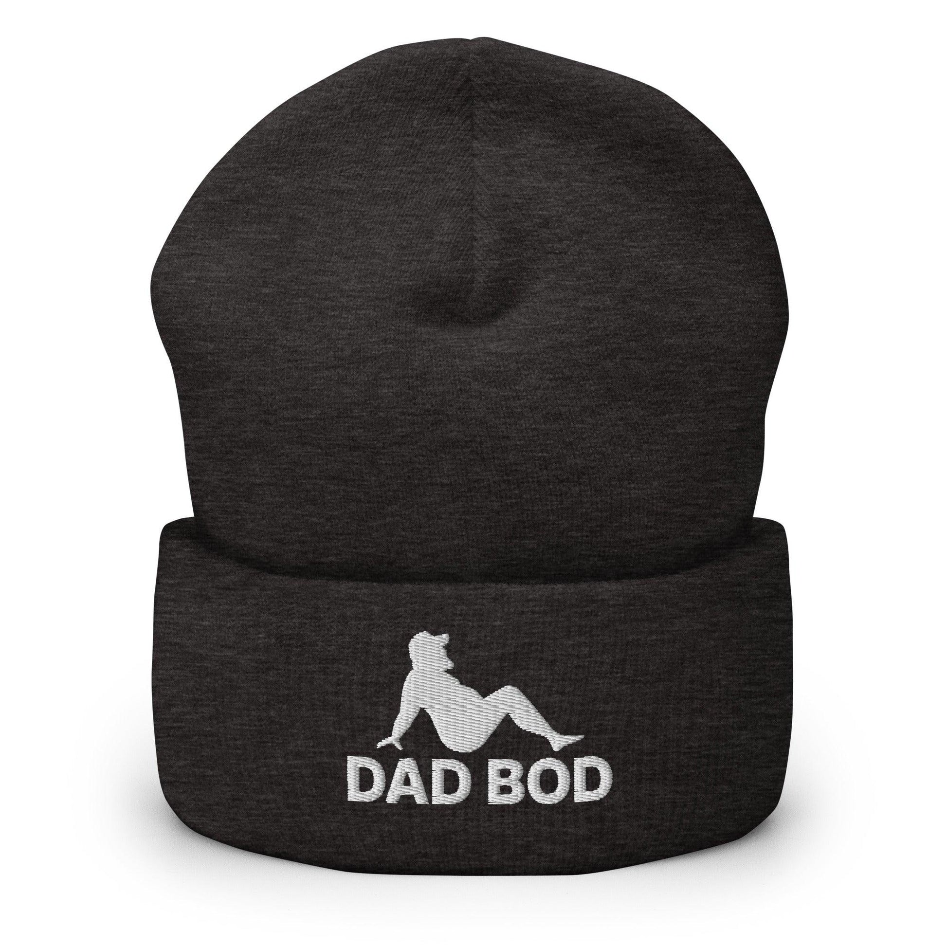 Dad Bod Mud Flap Silhouette Embroidered Knit Cuffed Beanie - Dark Grey