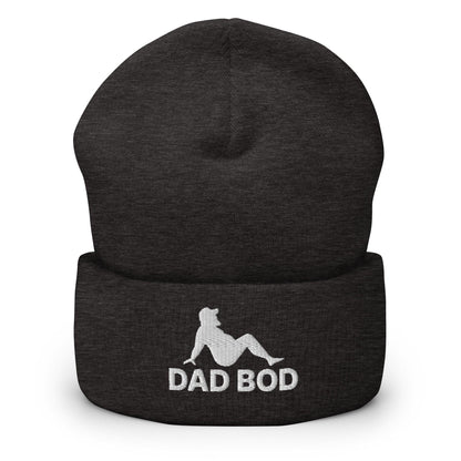 Dad Bod Mud Flap Silhouette Embroidered Knit Cuffed Beanie - Dark Grey