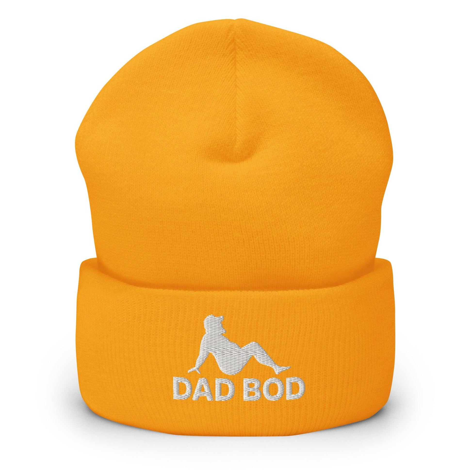 Dad Bod Mud Flap Silhouette Embroidered Knit Cuffed Beanie - Gold