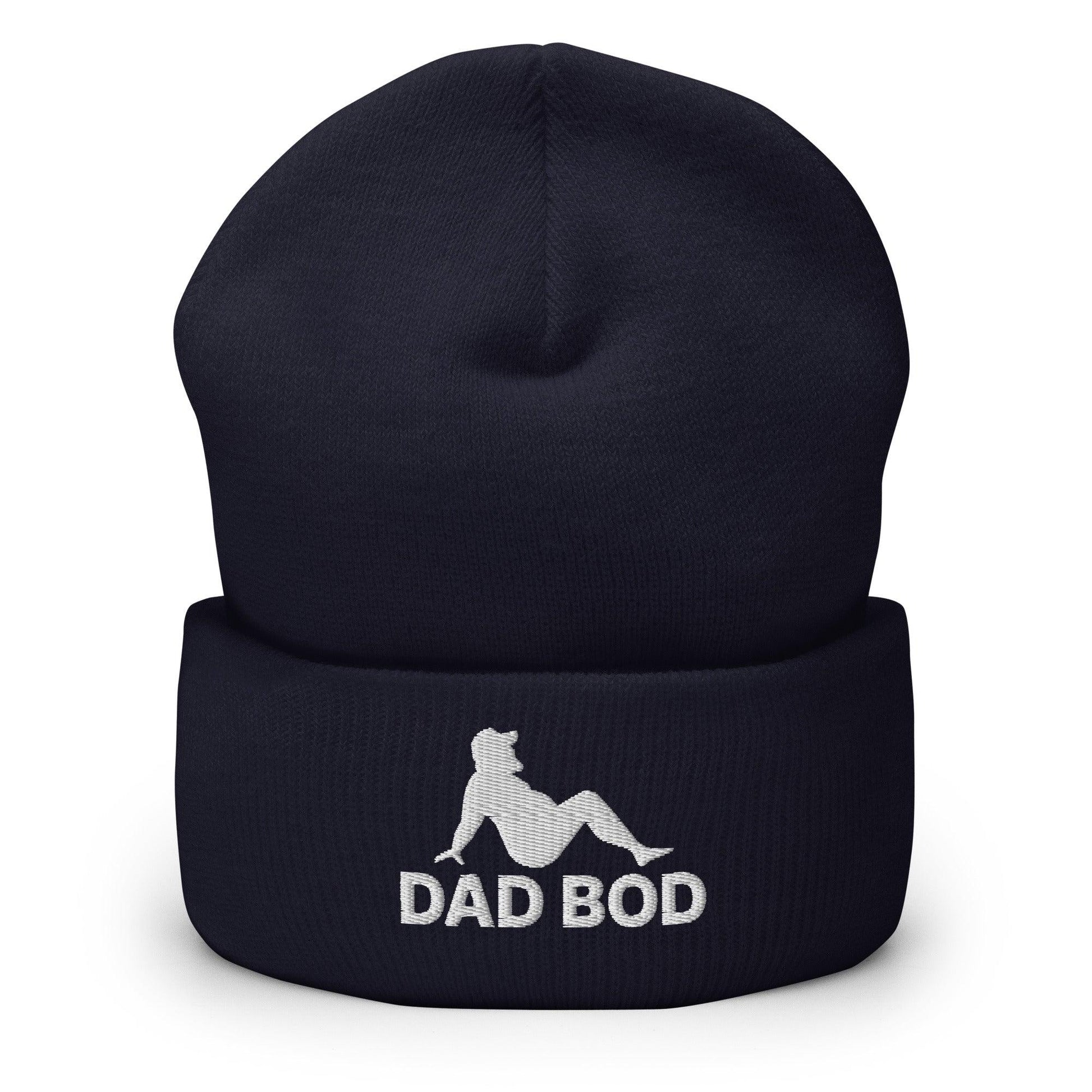 Dad Bod Mud Flap Silhouette Embroidered Knit Cuffed Beanie - Navy