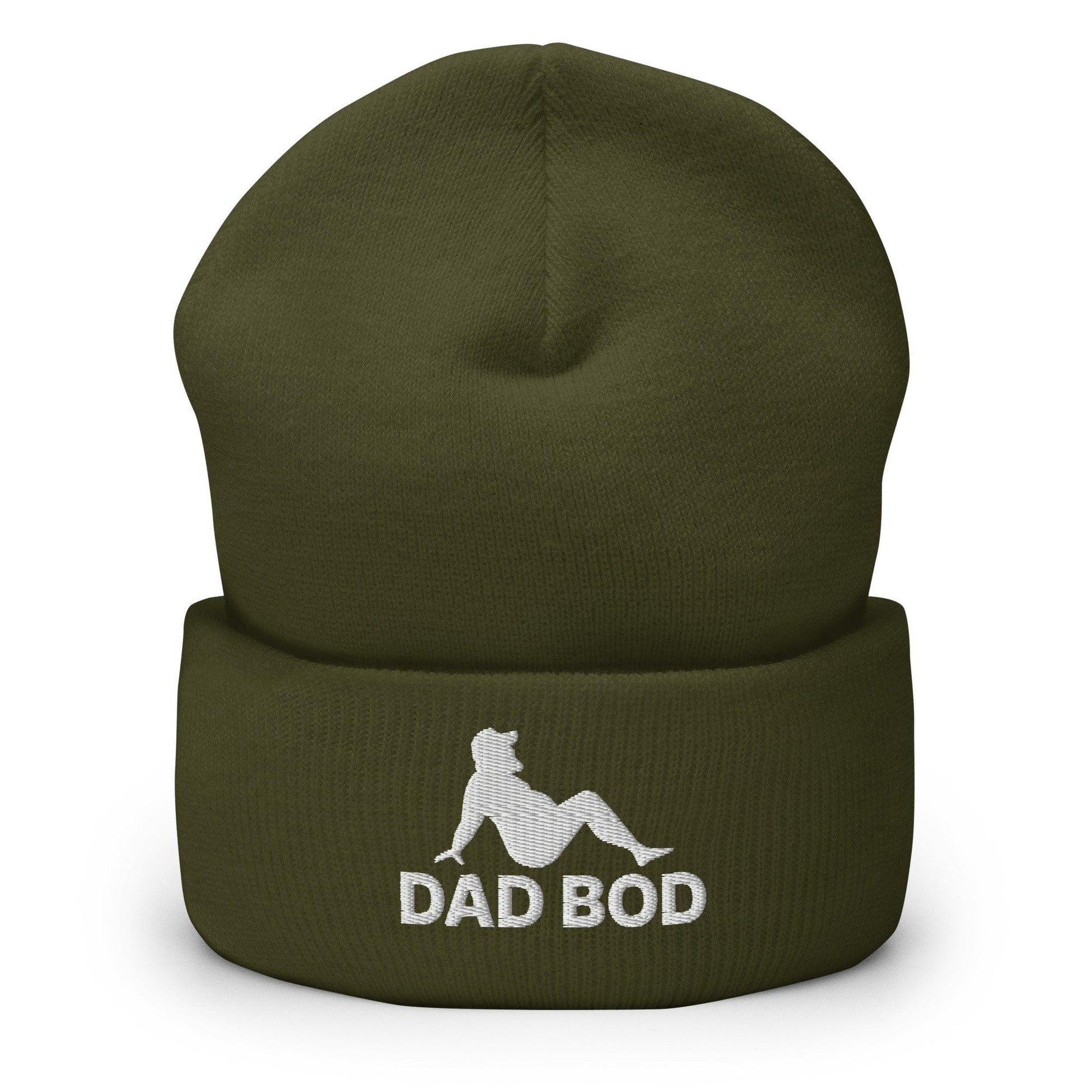 Dad Bod Mud Flap Silhouette Embroidered Knit Cuffed Beanie - Olive