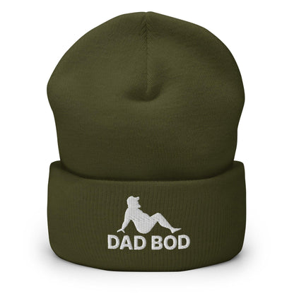 Dad Bod Mud Flap Silhouette Embroidered Knit Cuffed Beanie - Olive