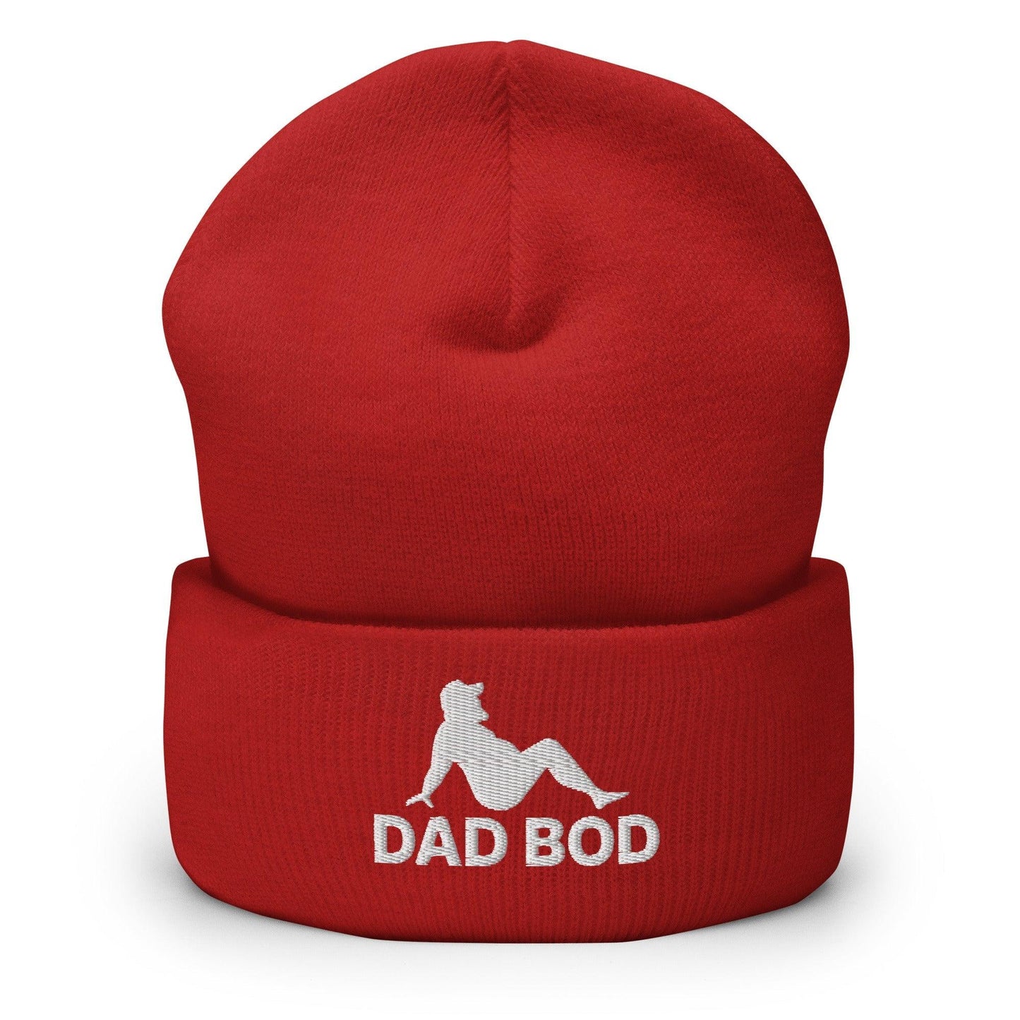 Dad Bod Mud Flap Silhouette Embroidered Knit Cuffed Beanie - Red