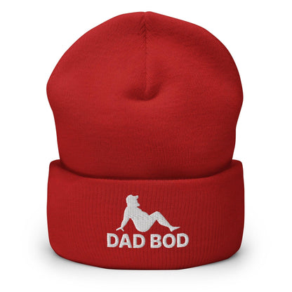 Dad Bod Mud Flap Silhouette Embroidered Knit Cuffed Beanie - Red