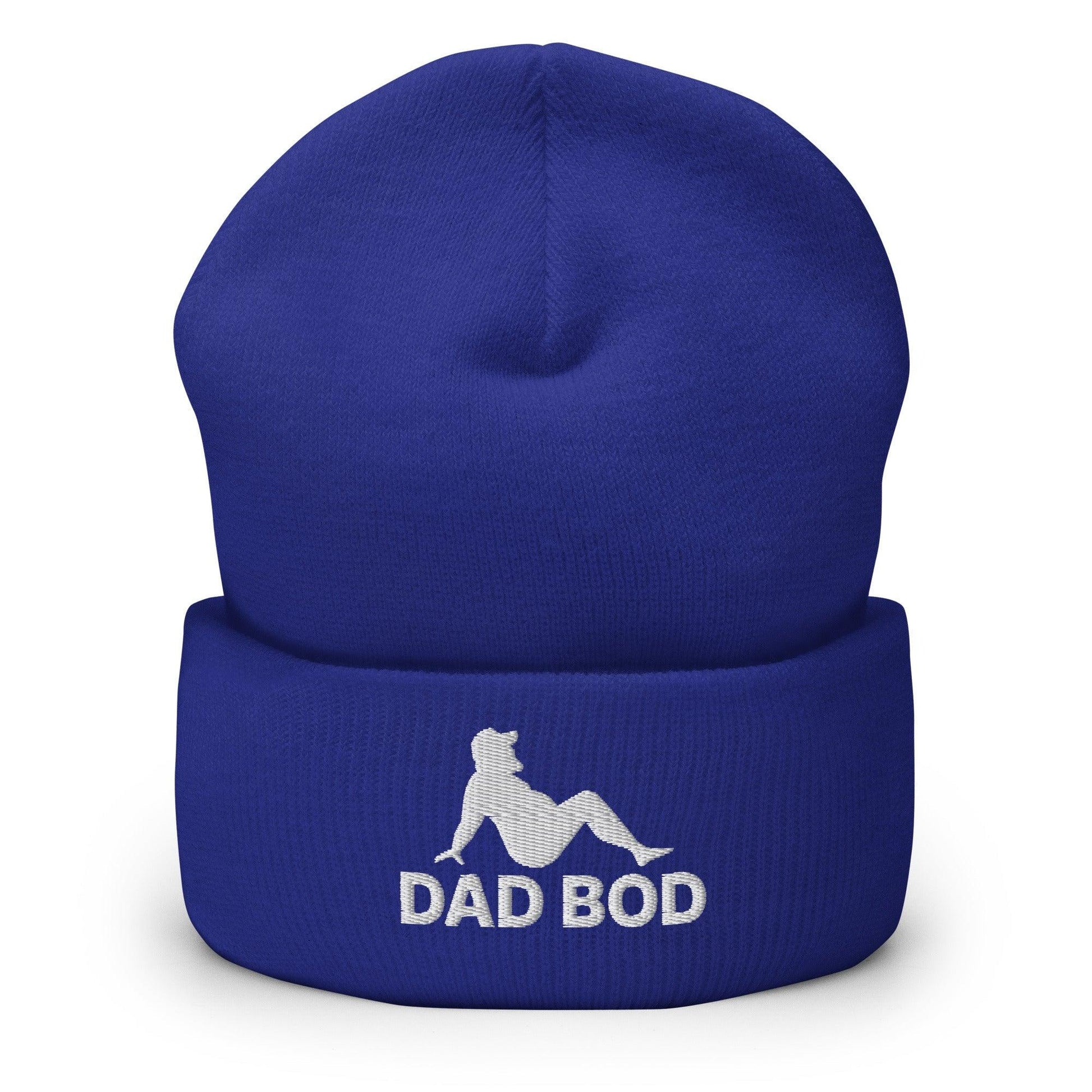 Dad Bod Mud Flap Silhouette Embroidered Knit Cuffed Beanie - Royal