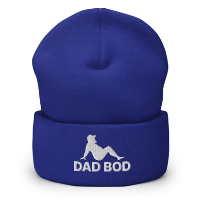 Dad Bod Mud Flap Silhouette Embroidered Knit Cuffed Beanie - Royal