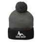 Dad Bod Mud Flap Silhouette Embroidered Knit Pom Beanie - Dark Heather Grey/ Black