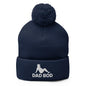 Dad Bod Mud Flap Silhouette Embroidered Knit Pom Beanie - Navy