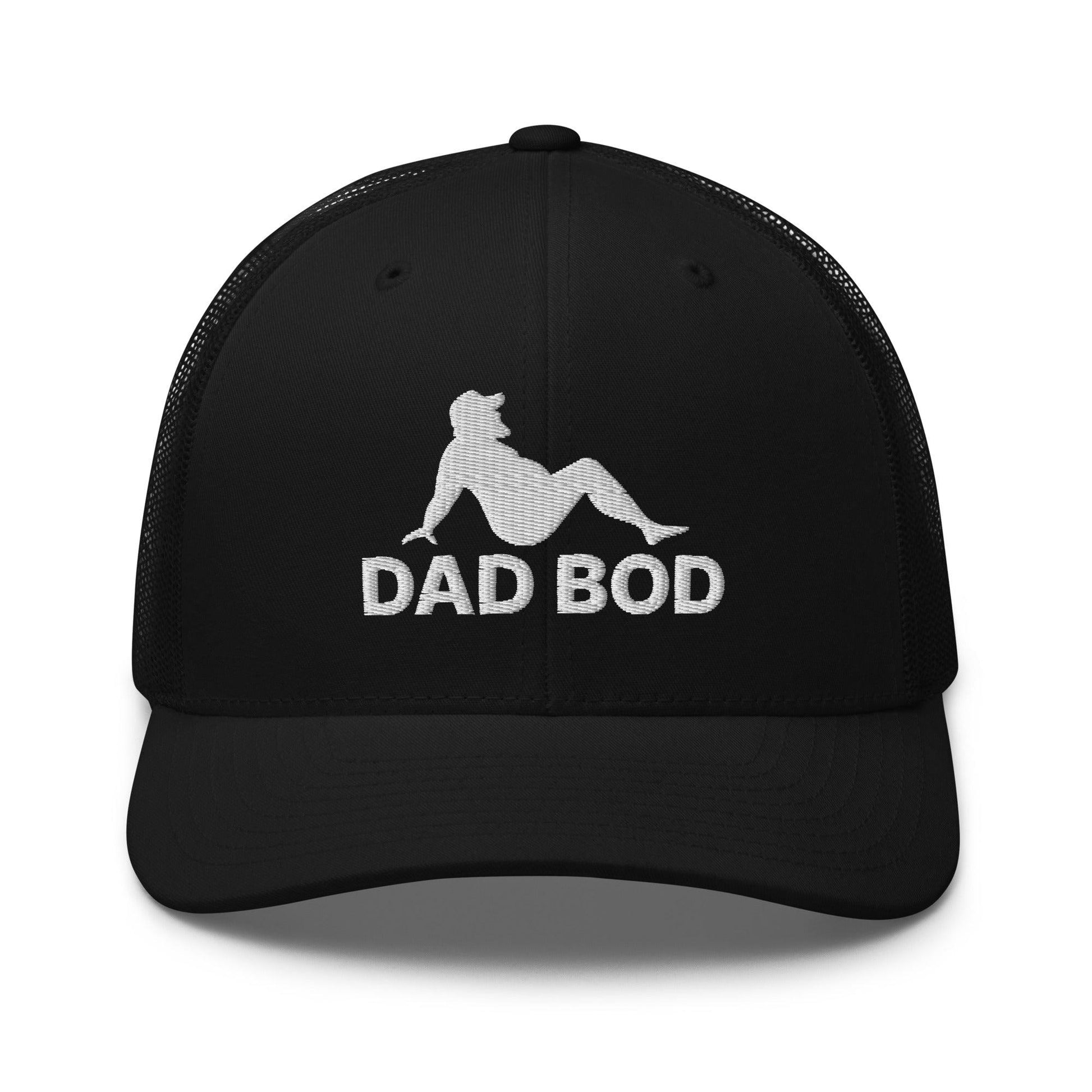 Dad Bod Mud Flap Silhouette Embroidered Mesh Trucker Hat - Black