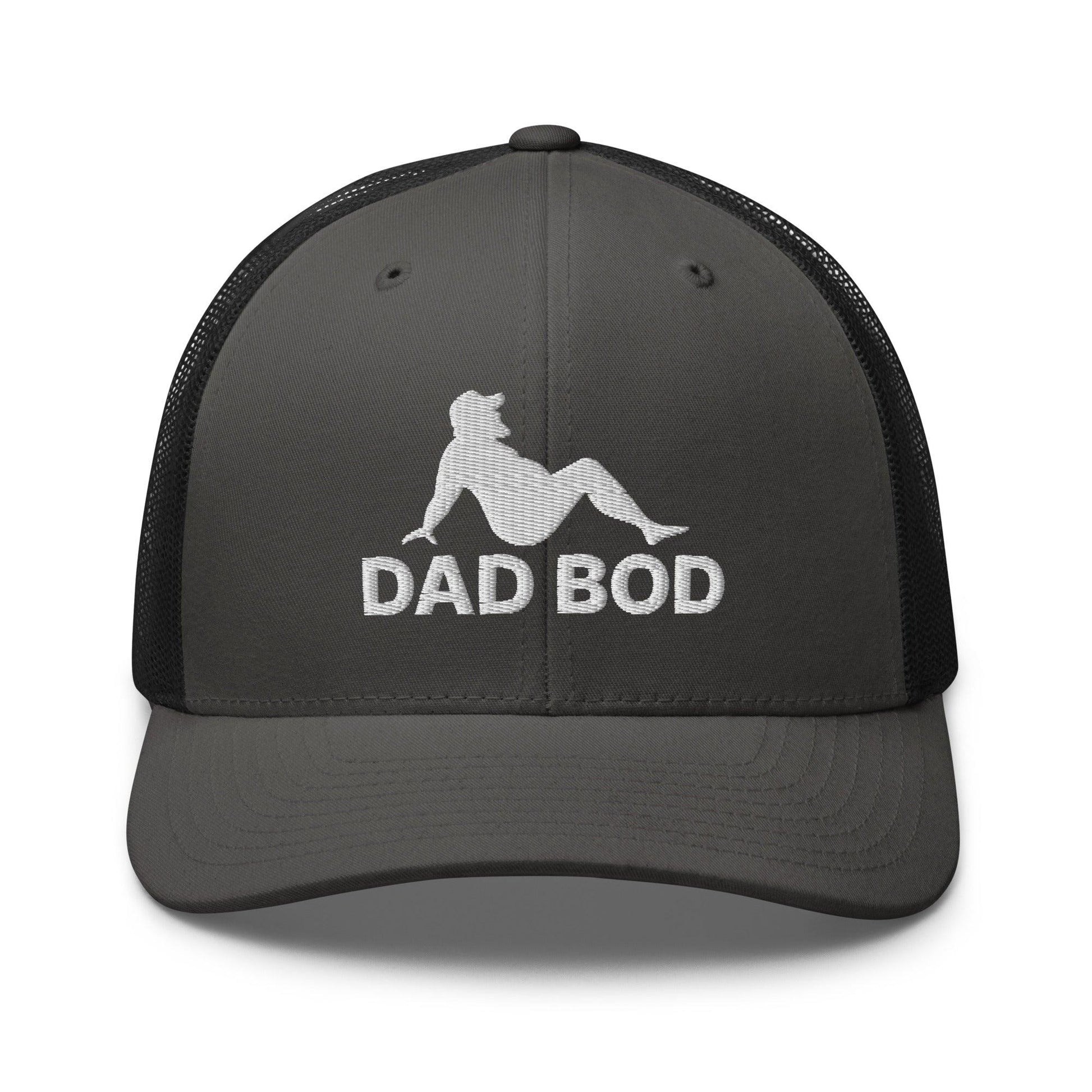 Dad Bod Mud Flap Silhouette Embroidered Mesh Trucker Hat - Charcoal/ Black