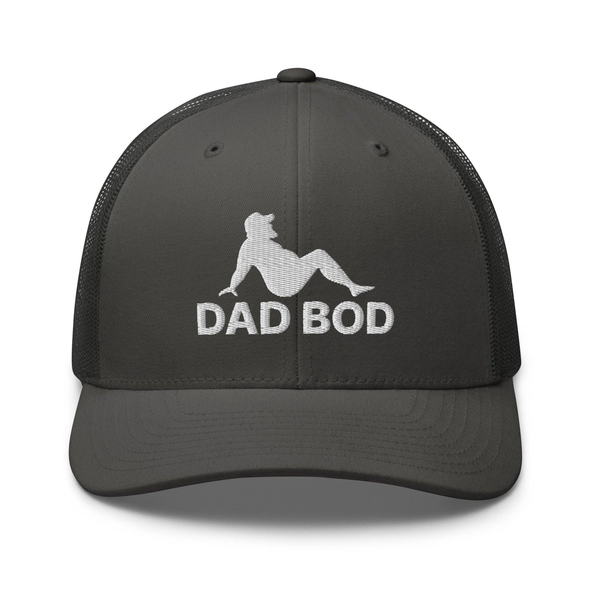 Dad Bod Mud Flap Silhouette Embroidered Mesh Trucker Hat - Charcoal