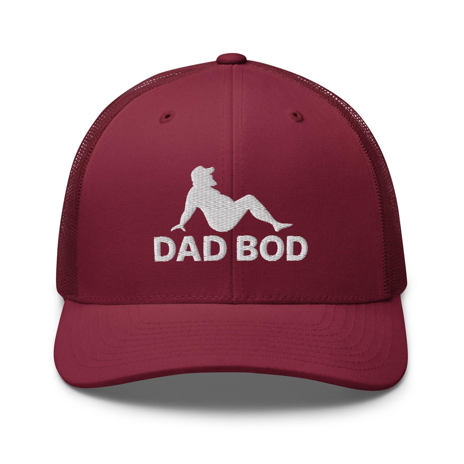 Dad Bod Mud Flap Silhouette Embroidered Mesh Trucker Hat - Cranberry