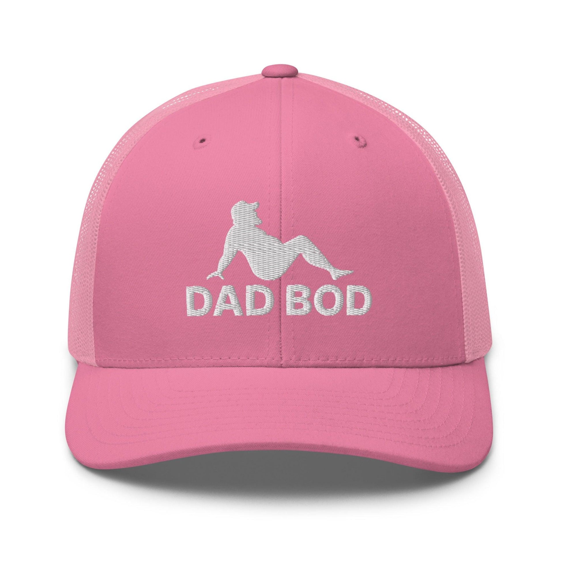 Dad Bod Mud Flap Silhouette Embroidered Mesh Trucker Hat - Pink