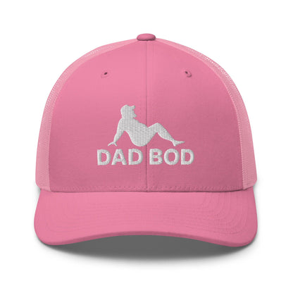 Dad Bod Mud Flap Silhouette Embroidered Mesh Trucker Hat - Pink