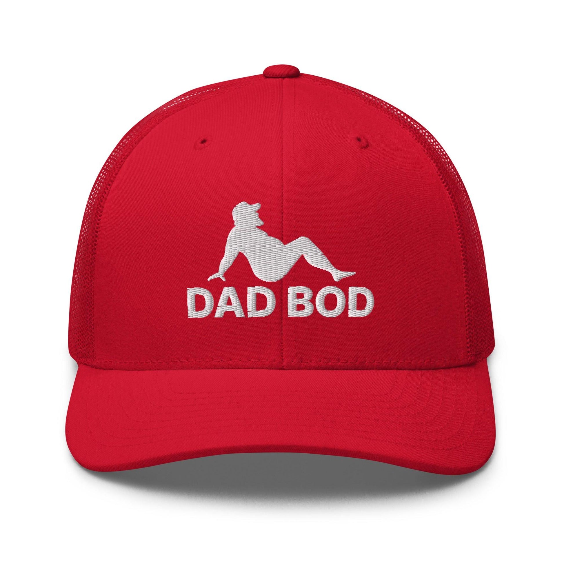 Dad Bod Mud Flap Silhouette Embroidered Mesh Trucker Hat - Red