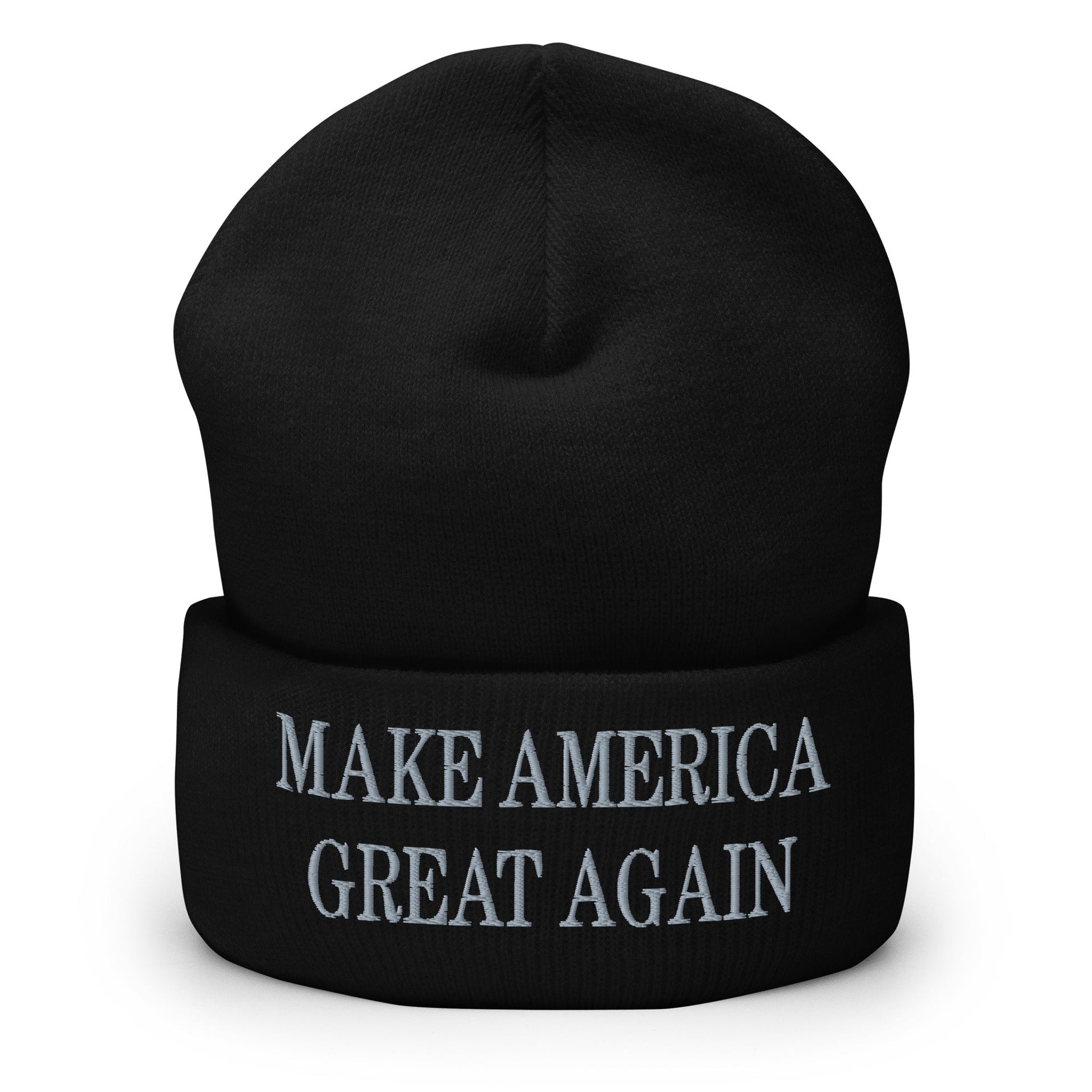 Dark MAGA Make America Great Again Embroidered Knit Cuffed Beanie