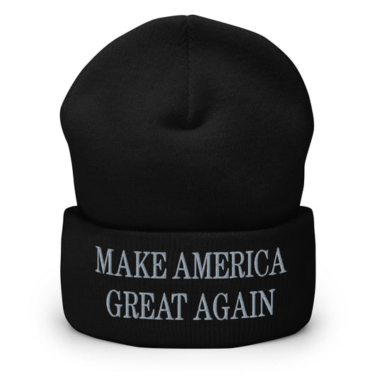 Dark MAGA Make America Great Again Embroidered Knit Cuffed Beanie - Toronto Screen Printing