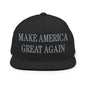 Dark MAGA Make America Great Again Flat Bill Brim Snapback Hat