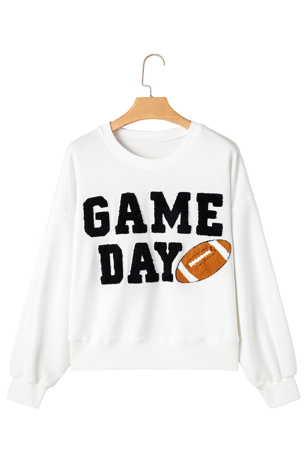 Black GAME DAY Graphic Varsity Pullover Sweatshirt