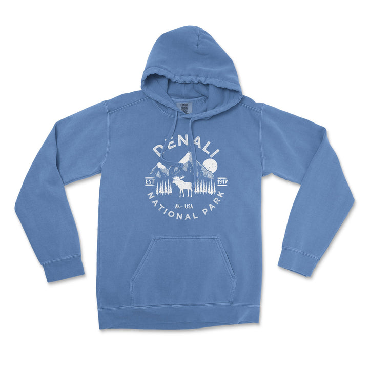 Denali National Park Comfort Colors Hoodie - S / Flo Blue - hoodie