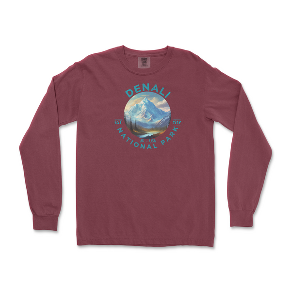 Denali National Park Comfort Colors Long Sleeve T Shirt - S / Brick - tshirt