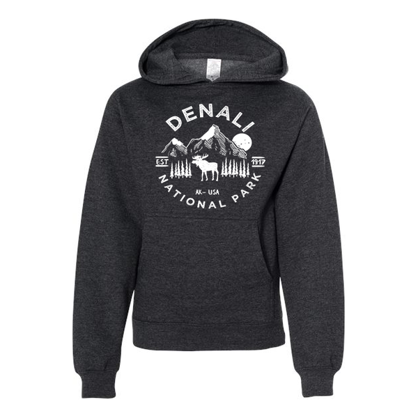 Denali National Park Youth Hoodie Sweatshirt - S / Charcoal Heather - hoodie