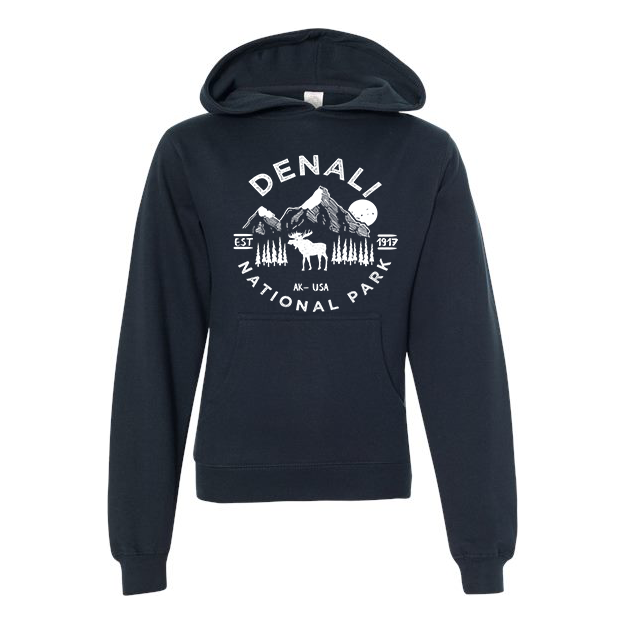 Denali National Park Youth Hoodie Sweatshirt - S / Navy - hoodie