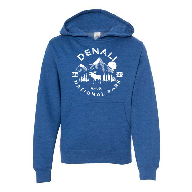 Denali National Park Youth Hoodie Sweatshirt - S / Royal Heather - hoodie