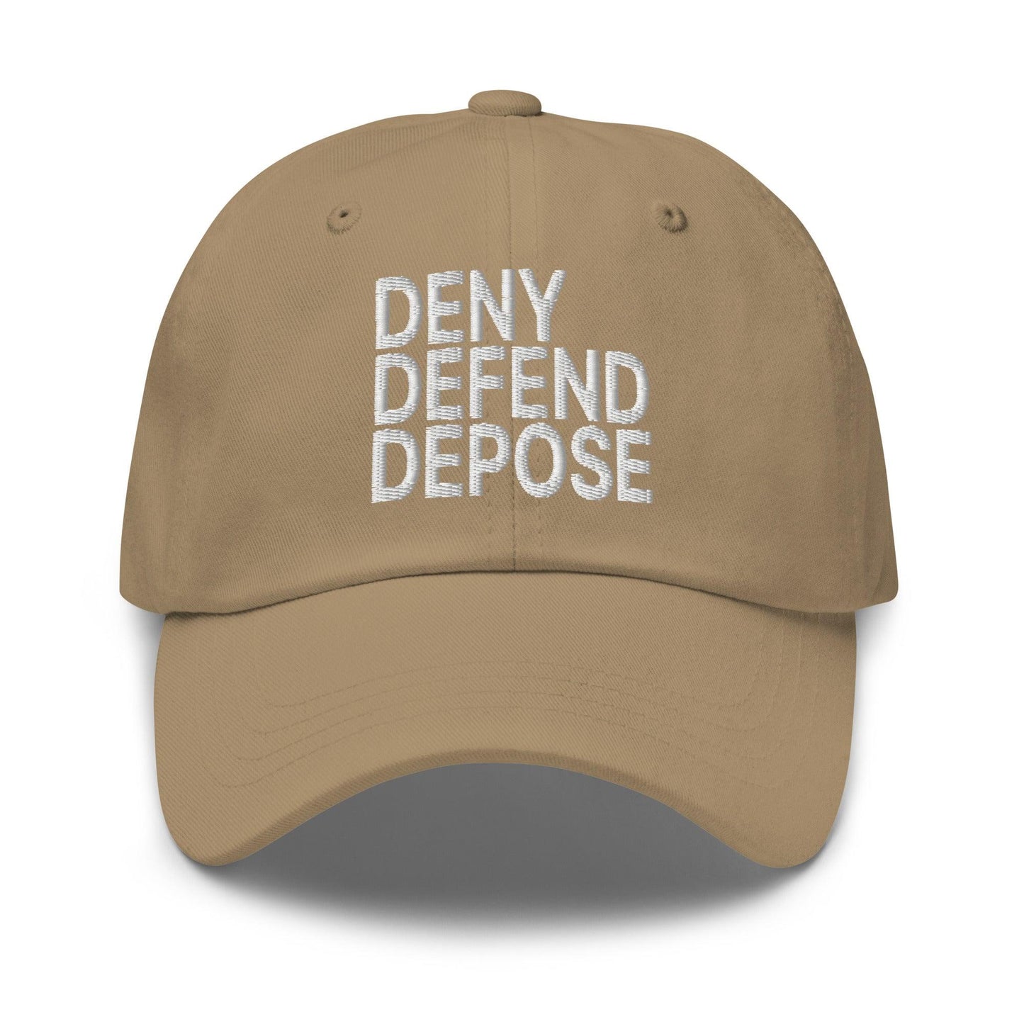Deny Defend Depose Embroidered Dad Hat - Khaki