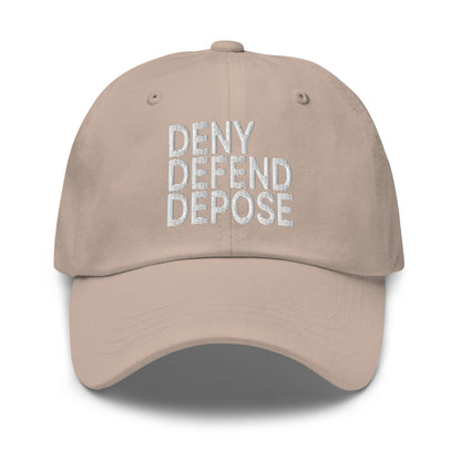 Deny Defend Depose Embroidered Dad Hat - Stone