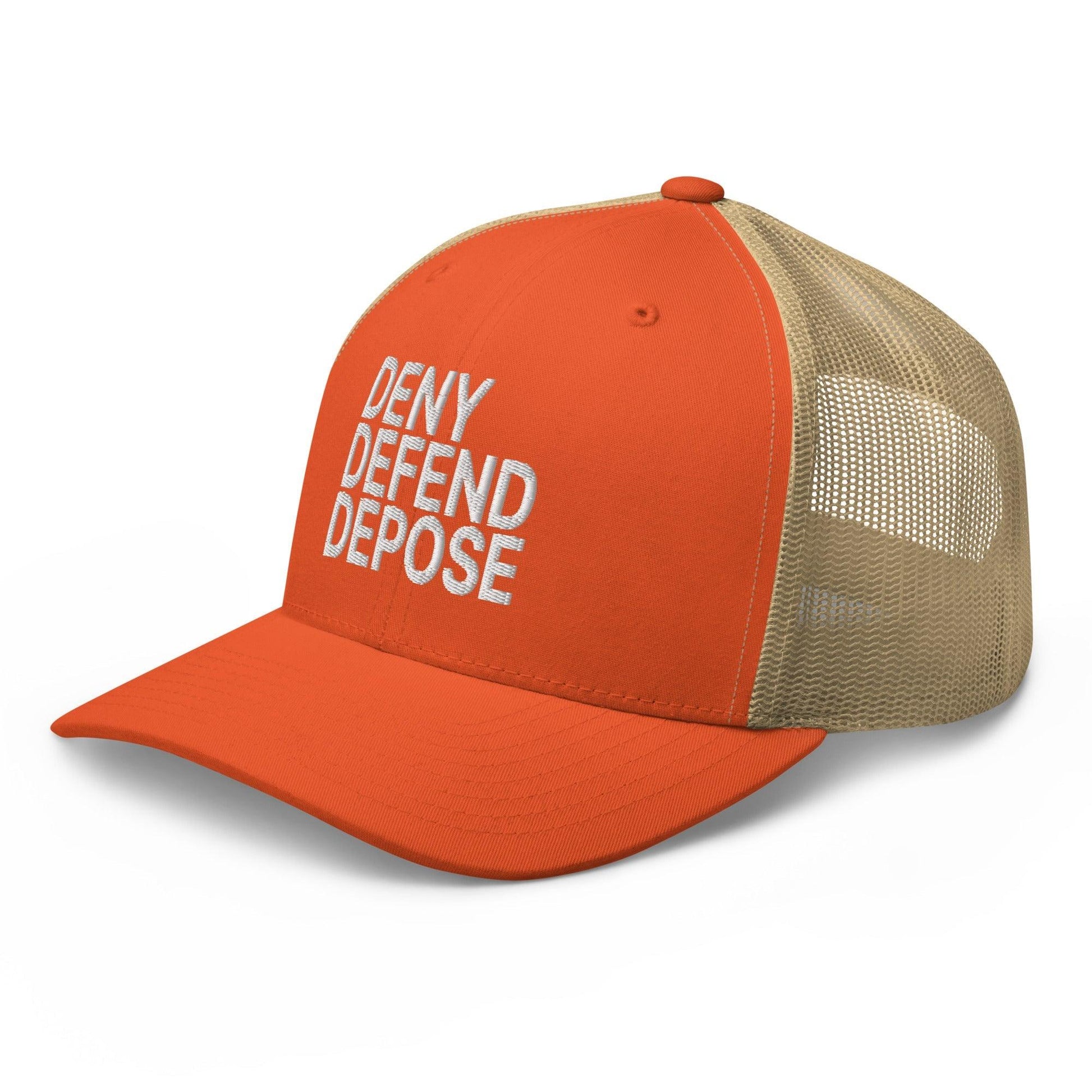Deny Defend Depose Embroidered Mesh Trucker Hat